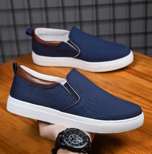 New Large Size Men's Canvas Shoes Men's Pedal Cloth Shoes Flats Overfoot Shoes Loafers H672