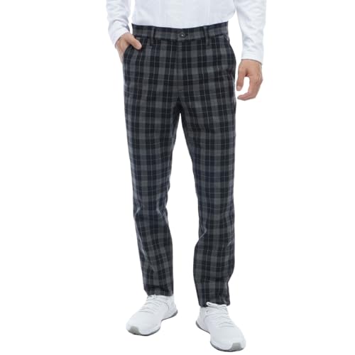 Admiral Golf ADMA373 Men s Checkered Tapered Golf Pants, Black