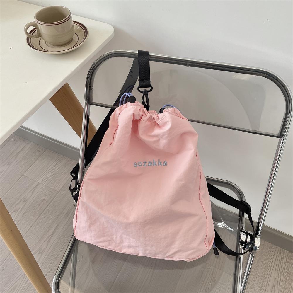 

Korean Style Nylon Drawstring Backpack Fresh Color Outdoor Travel Bag Sport Nylon Bag Girls рожевий