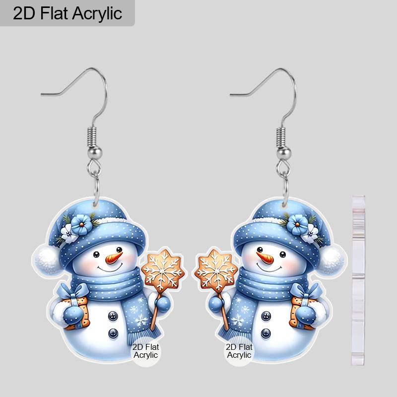 

Плоские 2D синие серьги-капли в виде снеговика, легкий акриловый материал, идеально подходят для подарков на вечеринку, украшений и рождественских подарков.