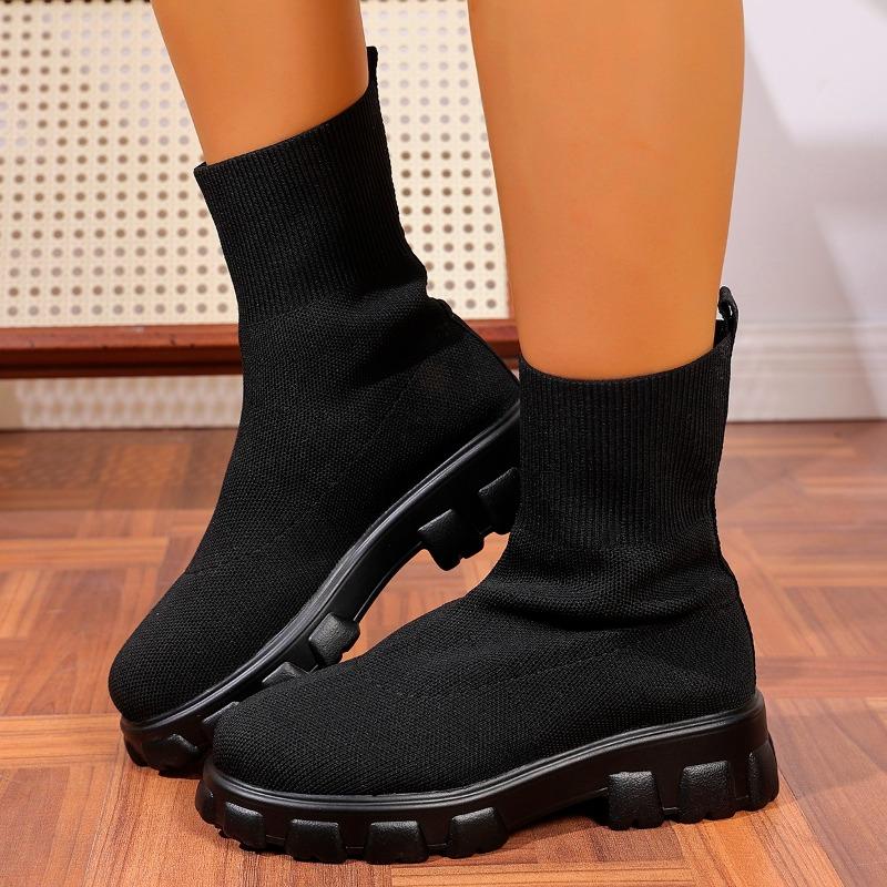 

Модная весна/осень 2025 женская обувь эластичные ботинки больших размеров ботильоны из флайвива 43