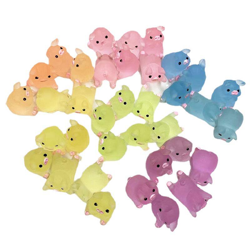 Colorful Luminous Pig Phone Case with DIY 3D Resin Ornament