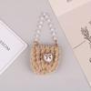 1/12 Doll Mini Knitted Shoulder Bag Pearl Chain Crossbody Bag Doll Dress Up Accessories For Dollhouse Decoration