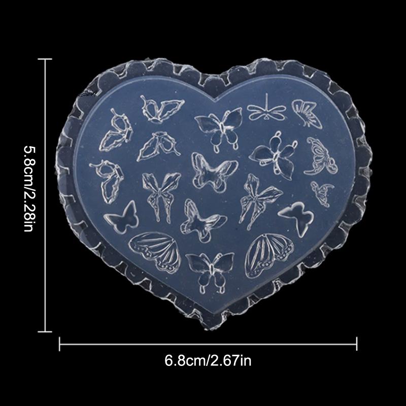 1Pcs Silicone Nail Art Mold Heart Shaped Butterfly Bow Flower 3D Nail Template Manicure Tool for Creative Nail Decorations