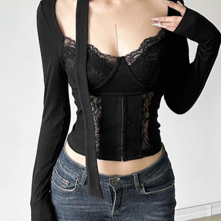 Women's Slim-fit Long Sleeve T-shirt: Pure Desire, Sexy and Trendy High-end Design for Outerwear