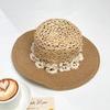 Summer big brim sun hat women's fashion ins seaside sun protection straw hat pastoral pearl face small sun hat