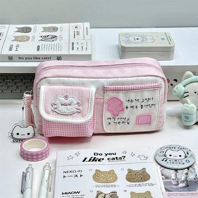 Korean Style Cute Cat Printed Large Capacity Pencil Case Stationery Storage Bag