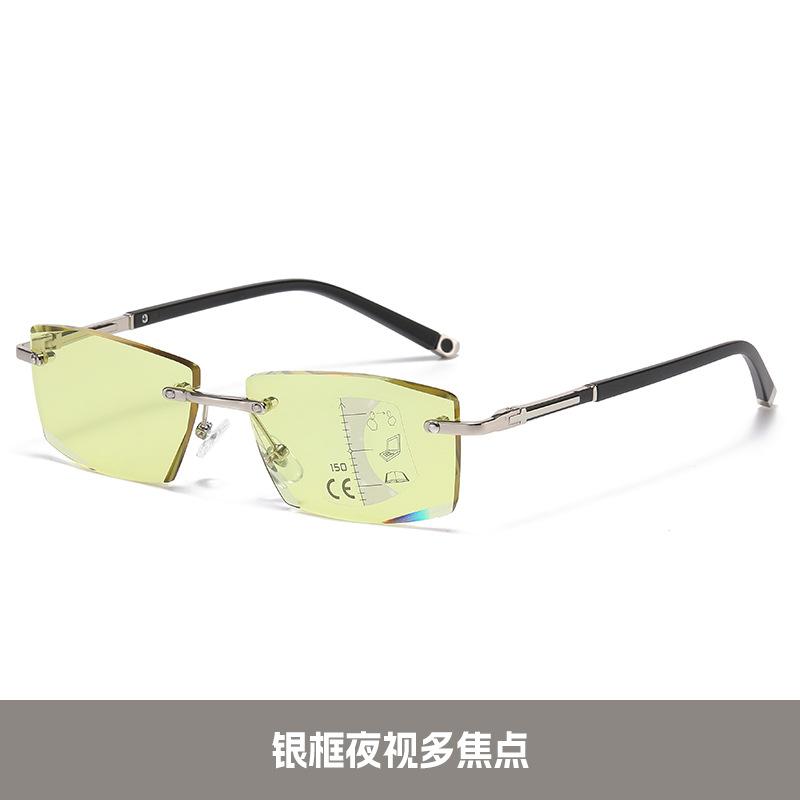 

Frameless Progressive Multi-Focus Color-Changing Anti-Blue Light Far And Near Night Vision Business Men S Reading Glasses +400