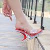 South East Asia Summer New High-heeled Sandals Versatile Transparent Banquet Crystal Shoes Open-toe Wear Fish Mouth Wedge