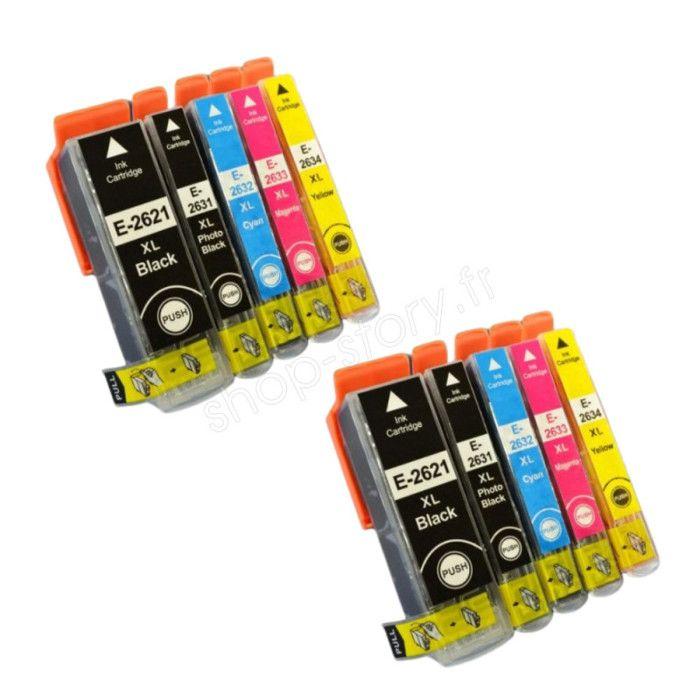 

Cartouches d Encre Compatibles - Epson - 26XL - Pack de 10 - Multi-couleurs - Jusqu à 3000 pages