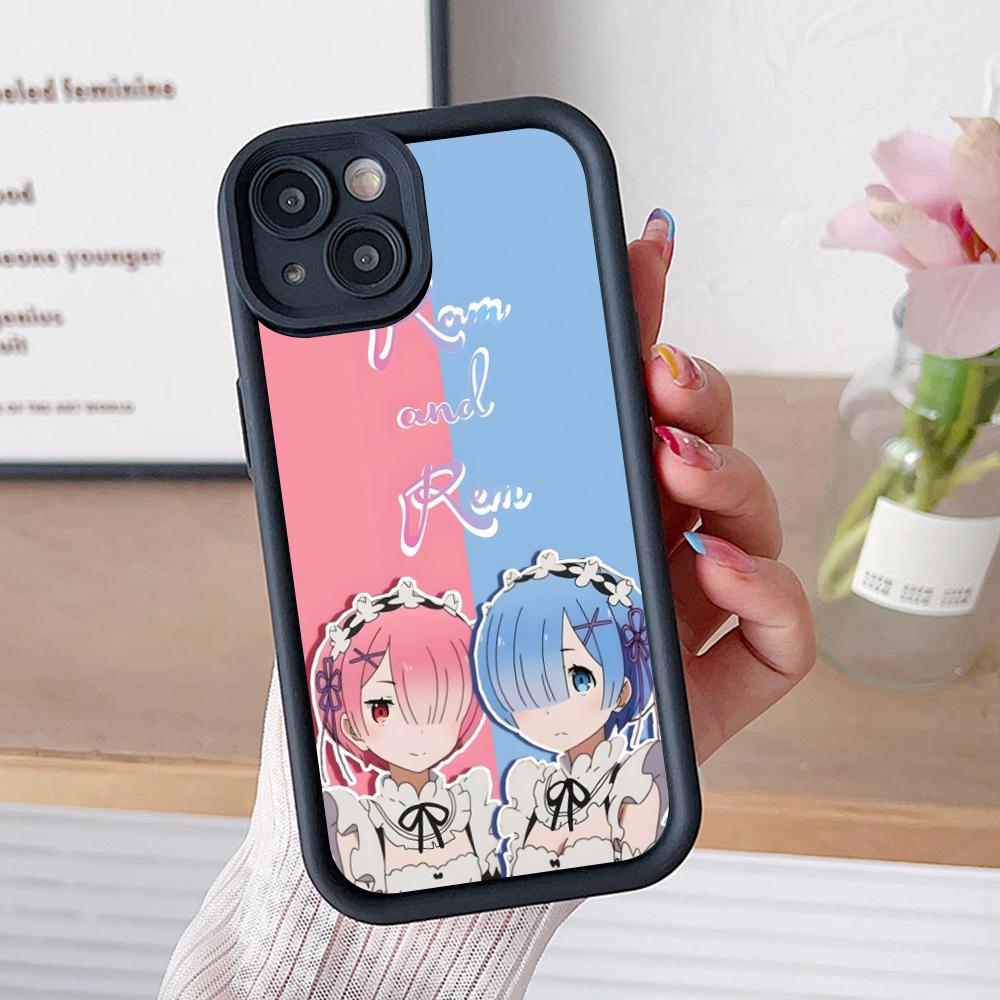ReZero Rem Ram Thicken TPU Mobile Phone Case for iPhone 17 16 15 14 13 12 11 Air Pro Max Plus Colorful Cover