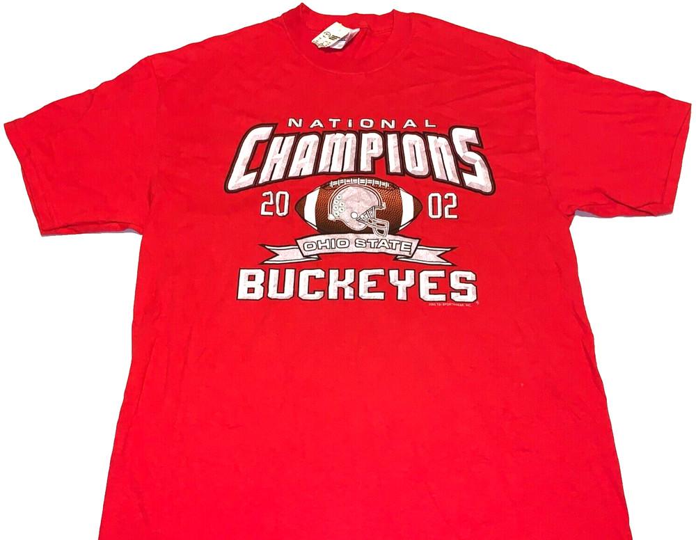 Rare 2002 Ohio State Buckeyes National Football Champions Red T-Shirt New NWT LG Unisex T-Shirt L