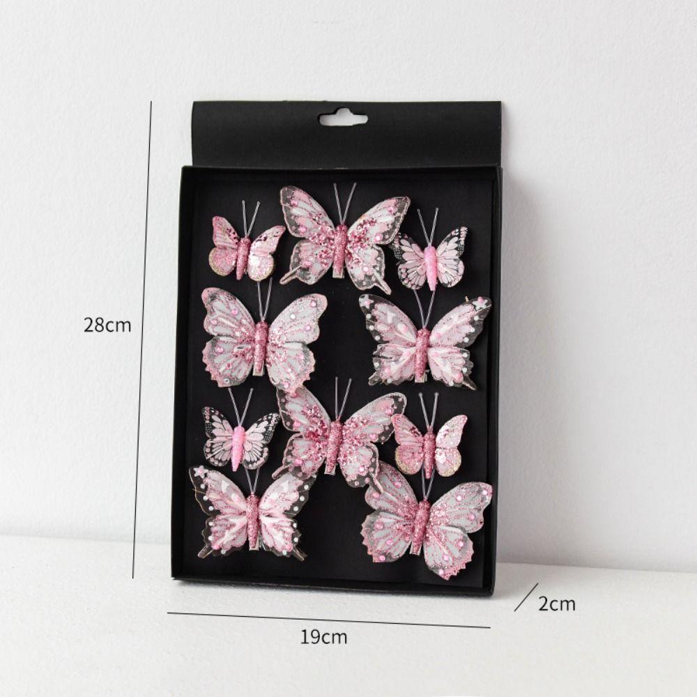 10PCS Multicolor Christmas Ornament Gold Powder with Clip Glitter Hollow Shopwindow Christmas Tree Decoration Party Supplies