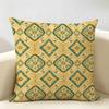 Bohemian Tile Print Cushion Cover Durable Hypoallergenic Organic Linen Short Pillow Cover Washable