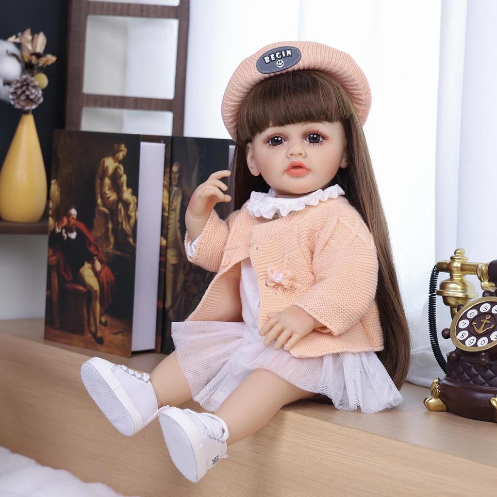 KEIUMI Reborn Girl Doll Full Silicone Vinyl 55 cm Realistic Newborn Babies Doll Kids Playmates Halloween Christmas Gift
