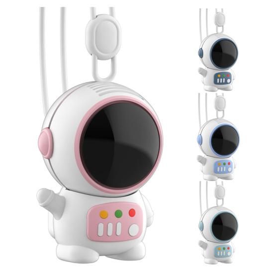 Portable Mini Handheld Fan Astronaut Shaped USB Rechargeable Cooling Neck Fan with Lanyard 2 Speed Bladeless Personal Fan for Outdoor Office