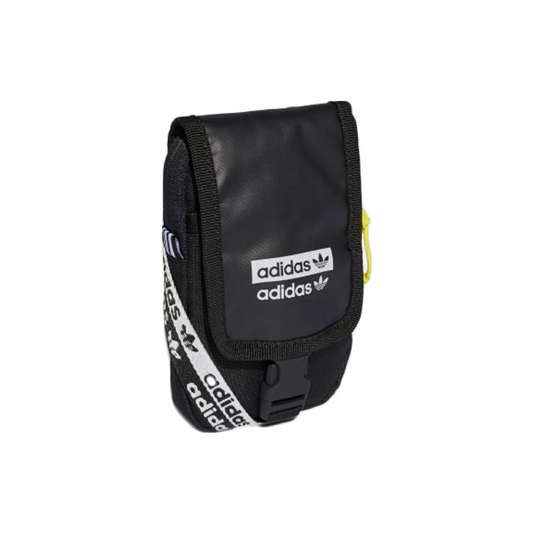 adidas Originals Logo Strap Decoration Flap Polyester Shoulder Bag Crossbody Backpack Unisex Bags Black FM1298