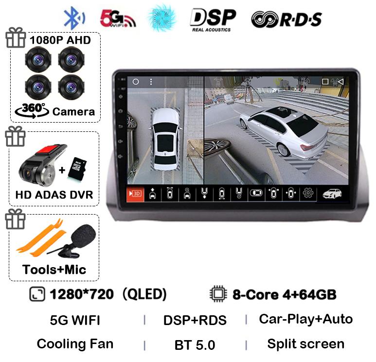Android 14 Carplay Auto For Fiat Argo 2019 2020 2021 2022 Stereo Multimedia Autoradio DSP Car Radio Video Player GPS 360 Camera