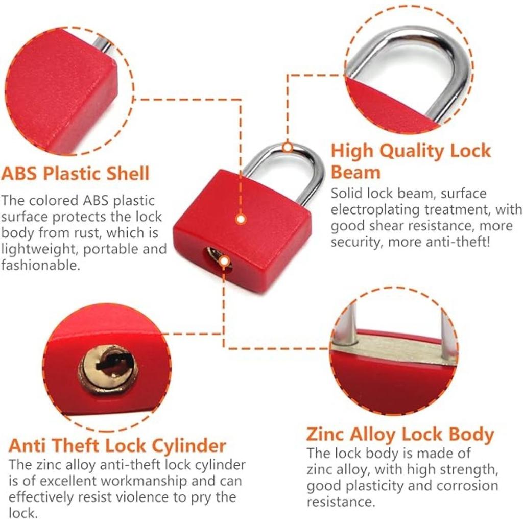 2Set Mini Padlocks Set Luggage Locks with 2 Keys Waterproof Safely Padlock for Backpacks Computer Bags Gym Locker Tool Box Diary Key Lock