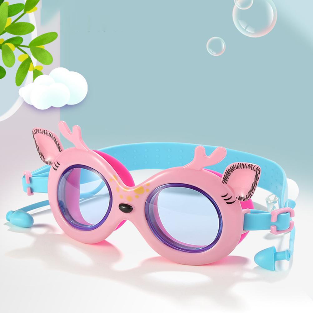 Wasserdichte Schwimmbrille für Kinder mit Ohrstöpseln Anti-Beschlag Schwimmbrille Cartoon Schwimmbrille