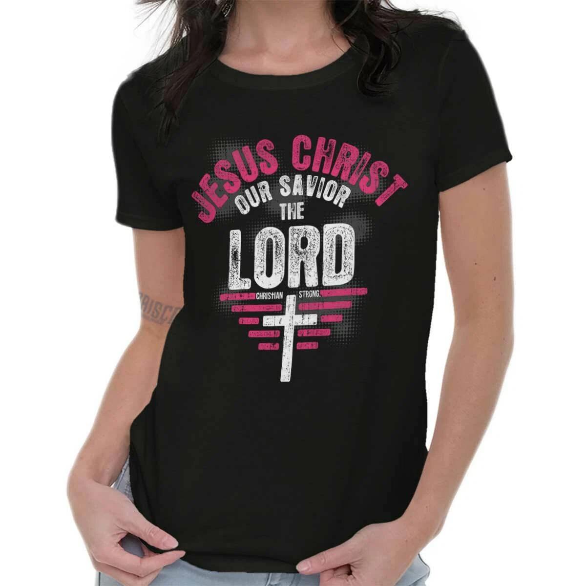 Jesus Christ Savior Lord Christian Religious Womens Top Junior Graphic Tee XL