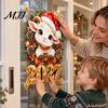 Holiday Glass Ornaments 2027 Year of The Sheep Wreath Window Cling, Christmas Cute Static Sticker, Festive New Decals Zodiac Decal, Reusable PVC Cling
