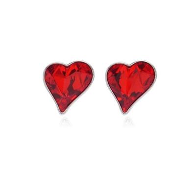Boucles d'oreilles légères Nureuri Siam en forme de cœur pour femmes Cristal rouge