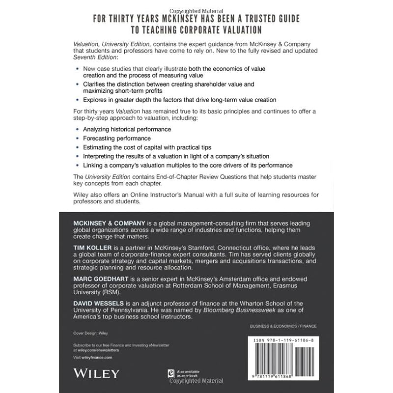 Valuation: Measuring and Managing the Value of Companies, University Edition (Wiley Finance)