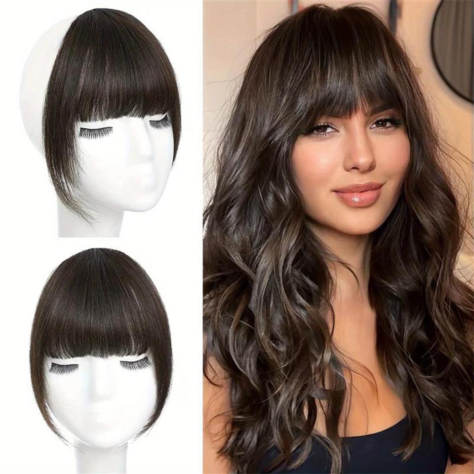 Vlasová ofina clip-in příčesky Ofina falešné vlasy paruky Syntetický tupé Vlasový příčesek s kotletami DIY Elegantní dámské Vlasové doplňky