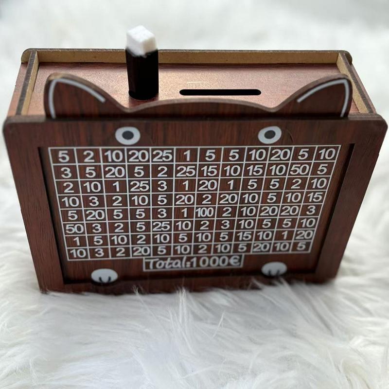 Reusable Wooden Money Storage Bank With Goals Cat Money Saving Box Counter Coin Storage Box For Adults And Children