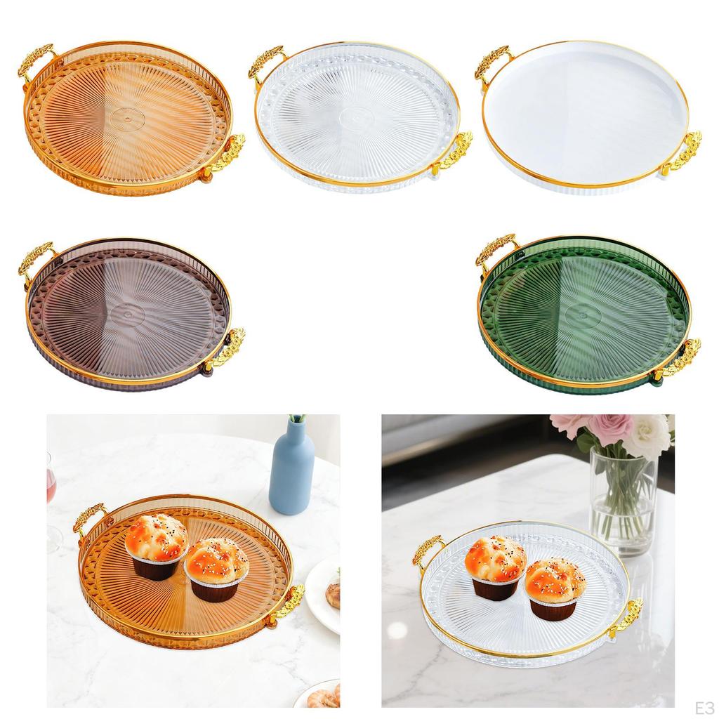 Round Serving Tray Cake Display Plate Versatile Easy To Clean Durability Fruit Food Storage
