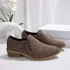 Fashion 2024 Fashionwomens Shoes Zipper Design Springandautumnnew Style Pointed Toe Solid Color Mid-heel Casual Large Size Women's Shoes
