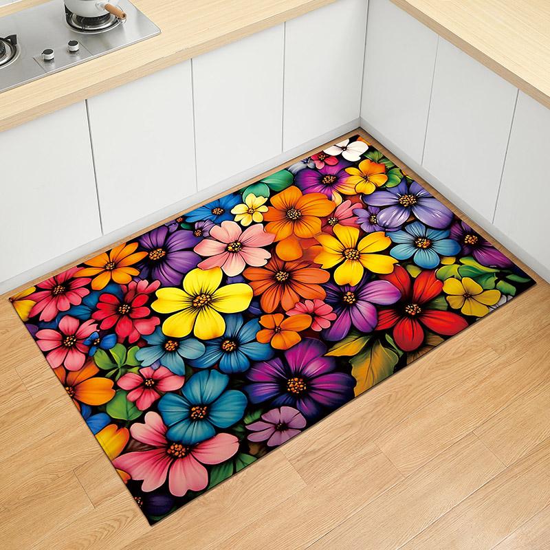 Crystal Velvet 3D European style Ancient Flower Printed Carpet - Living Room, Bedroom, Outdoor, Anti slip, Entrance Carpet - Roo