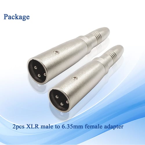 Voluty Tek XLR To 1/4" 3-Pin XLR Male Adapter To 6.35mm Female Adapter Compatible with Microphones, Stereos, and Mixers (2pcs)