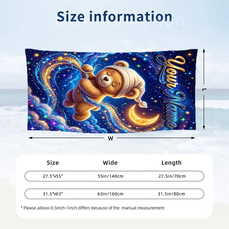 Space Cosmic Theme Beach Towel Personalized Custom Name & Text Soft Quick Dry Beach Towel for Swimming Travel