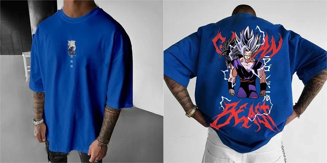 

2026 Fashion Dragon Ball Summer Mens Tshirt Japanese Anime Beast Gohan 3D Printed Y2K Harajuku Boys Trendy Short Sleeve S