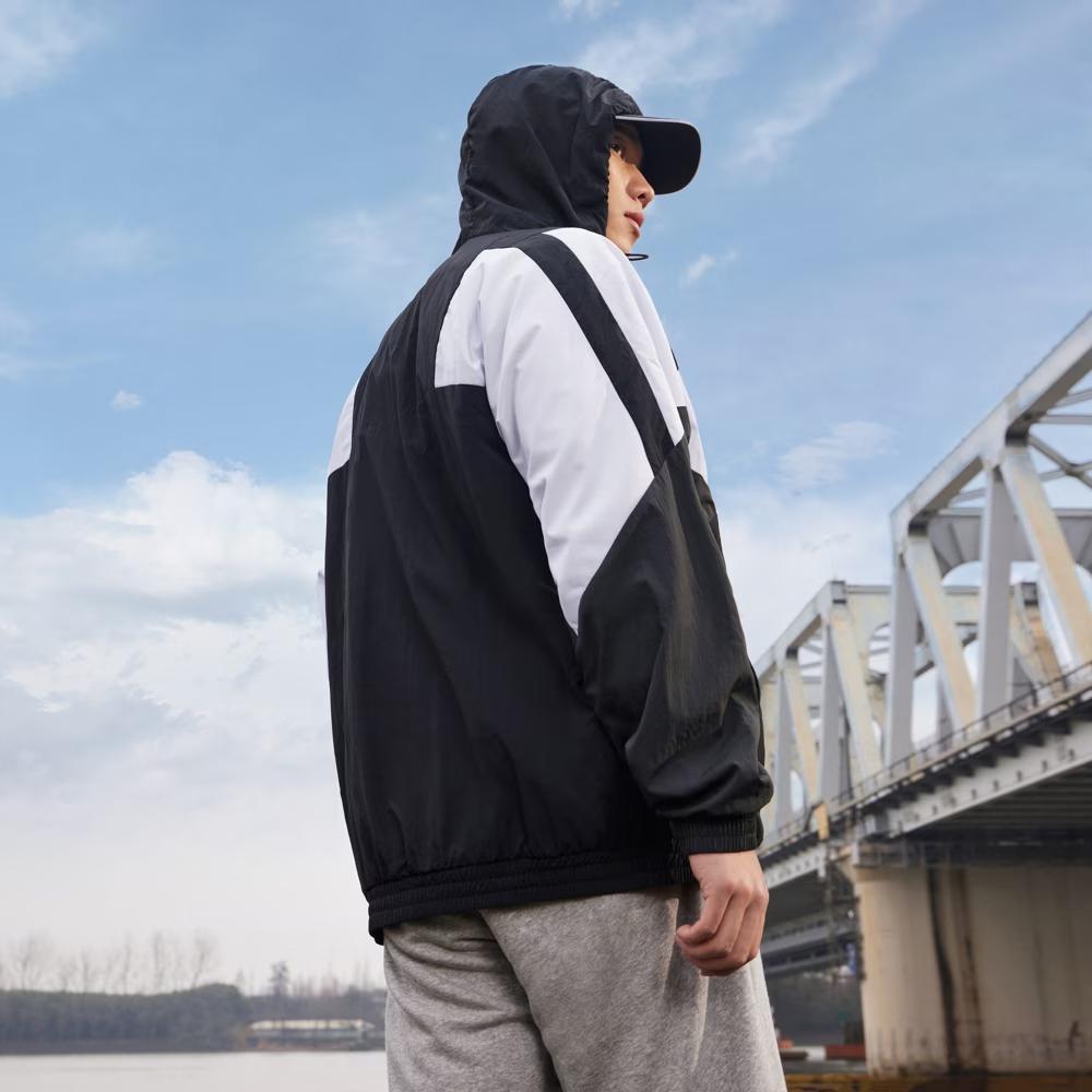 Adidas Colorblock Stand Collar Sports Jacket Men Outerwear Black HE7472