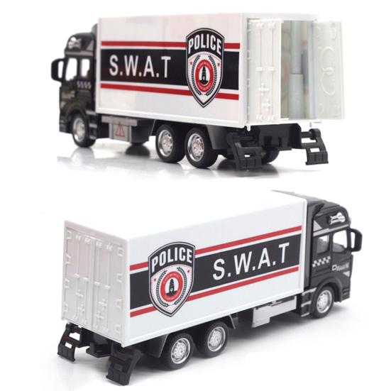 Realistic Alloy Police Rescue Transport Vehicle Pull back Car Eucation Kids Toy