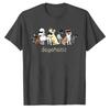 Unisex Dogaholic Cool Sunglasses Multi Breed Cartoon Dogs Horizontal Row Graphic Tshirt Crew Neck Short Sleeve Casual Tee Gift