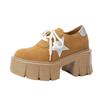 Wujiaoxing Color Matching Small Size Height Increase 12cm Women's Lace-up Retro Small Muffin Platform Shoes
