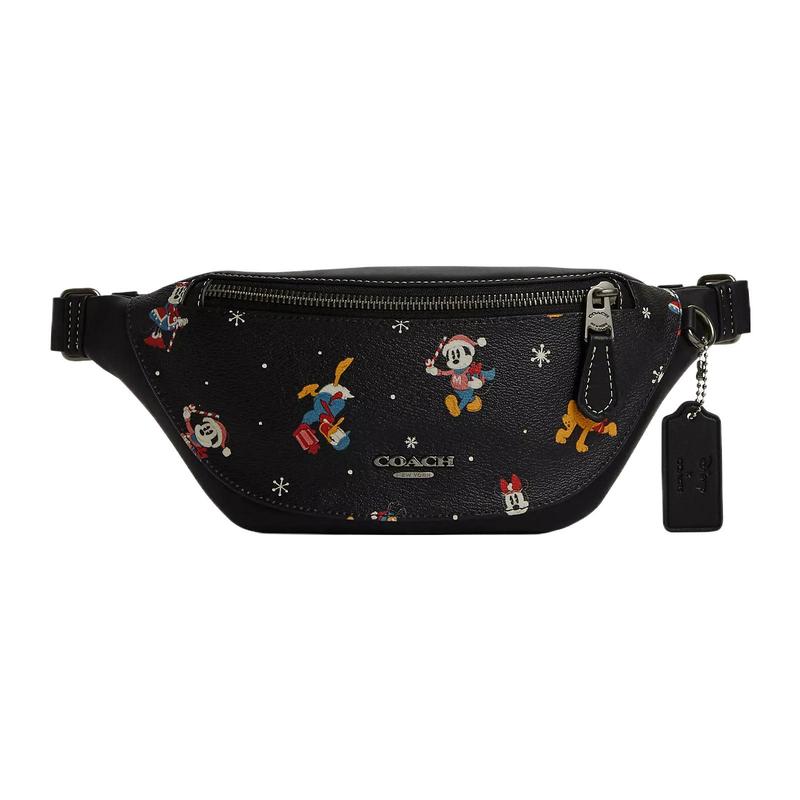 

COACH fanny pack Disney Collaboration Warren 29 Printed Embossed Nameplate Zipper Closure Coated Canvas and Smooth Calfskin Chest Bag Shoulder чорний