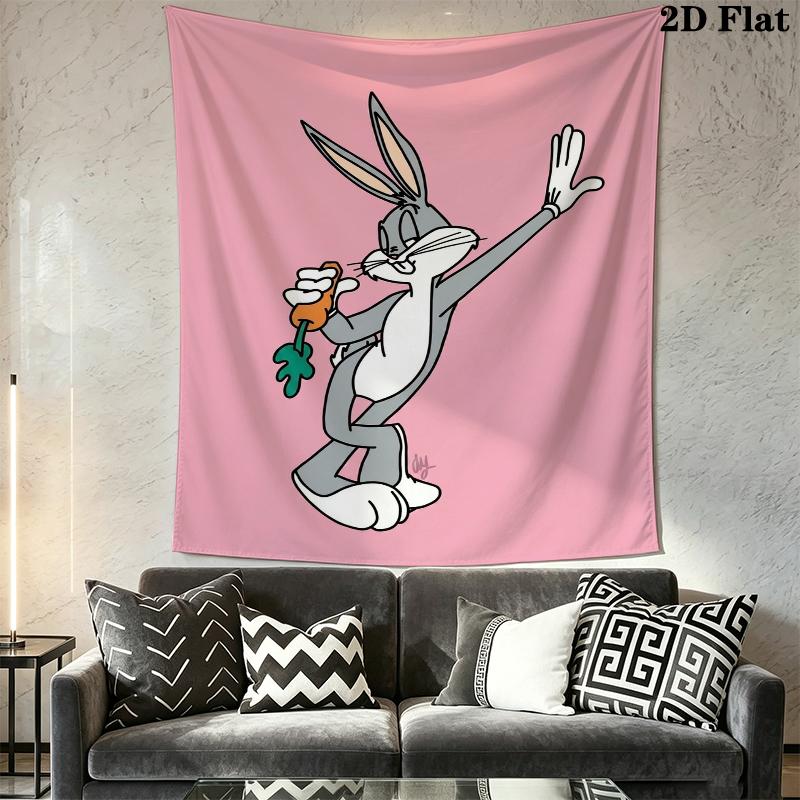Bugs Bunny Wall Tapestry Aesthetic Wall Hanging Printed Fabric Blanket Decorative Tapestries for Bedroom Living Room Home Decor