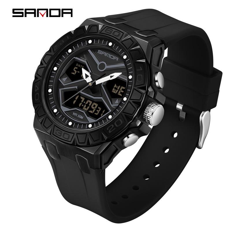 Sanda Youth Sports Waterproof Dual Display Luminous Watch
