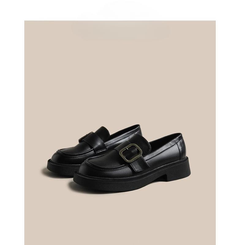 Authentische Leder-Loafer Damenschuhe Frühling Neue Slip-on-Pumps mit weicher Sohle Lederschuhe im britischen Stil Mary Jane-Schuhe