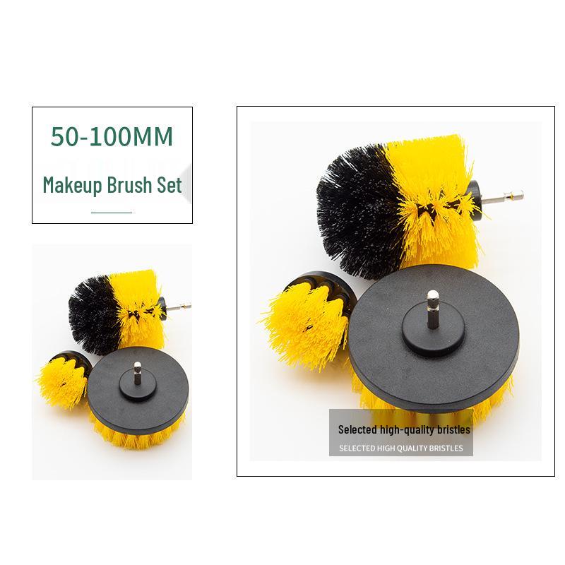 

Yellow Multifunctional Electric Cleaning Brush Set for Kitchen, Bathroom, and Car Wheels