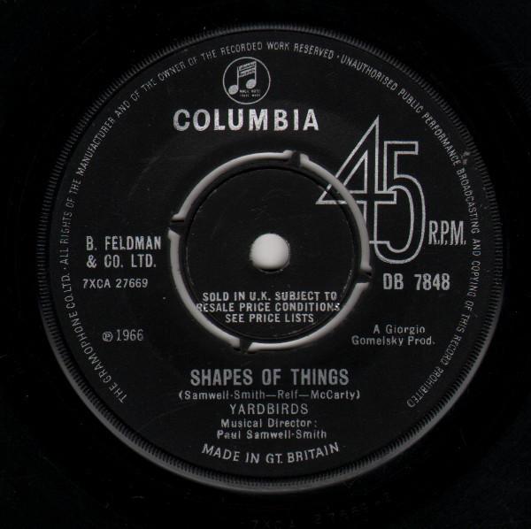 

7inch Record YARDBIRDS - Shapes Of Things DB7848 Columbia 1966 UK Rock Used