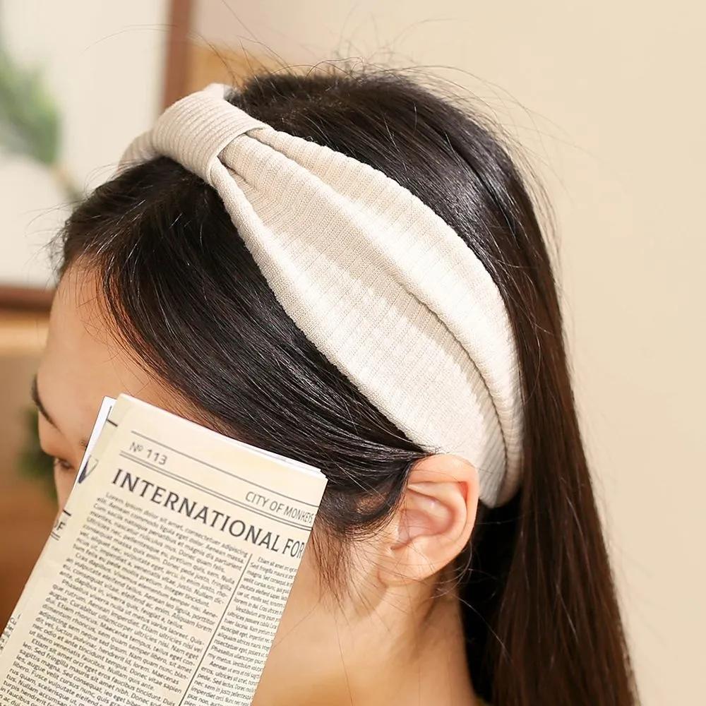 Daily Headband Designer Headband Angel Scrunchie Ribbon Ribbed Turban Ivory