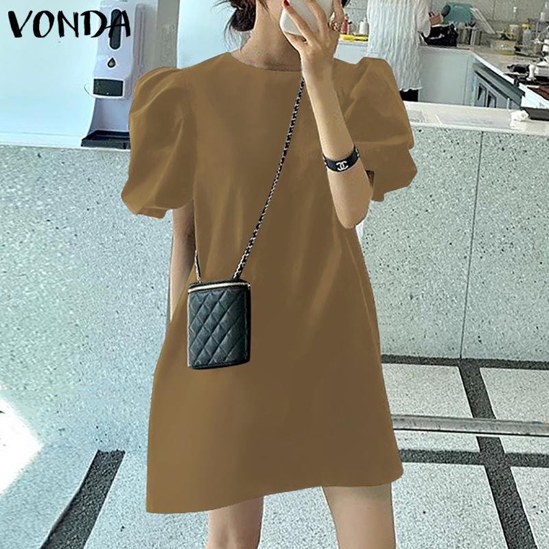 

VONDA женское летнее свободное короткое платье с круглым вырезом и короткими рукавами