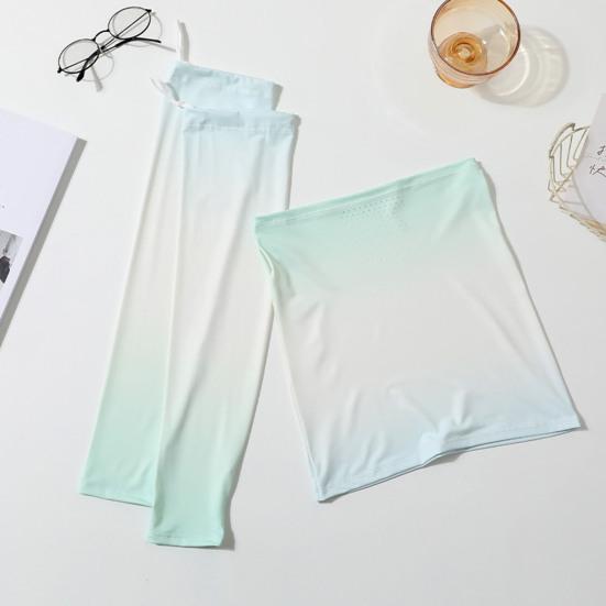 2Pcs/Set Face Guard Sun Protection Oversleeve Set, Ice Silk Cooling Fabric Arm Sleeves with Thumb Buckle Cuffs, Outdoor Cycling Driving Beach Summer
