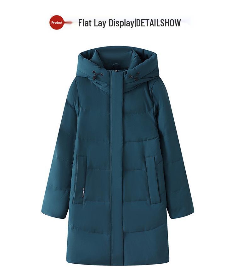 Women's Mid-Length 2025 Winter White Duck Down Jacket - High-end Korean Style, Slimming, Thickened Coat